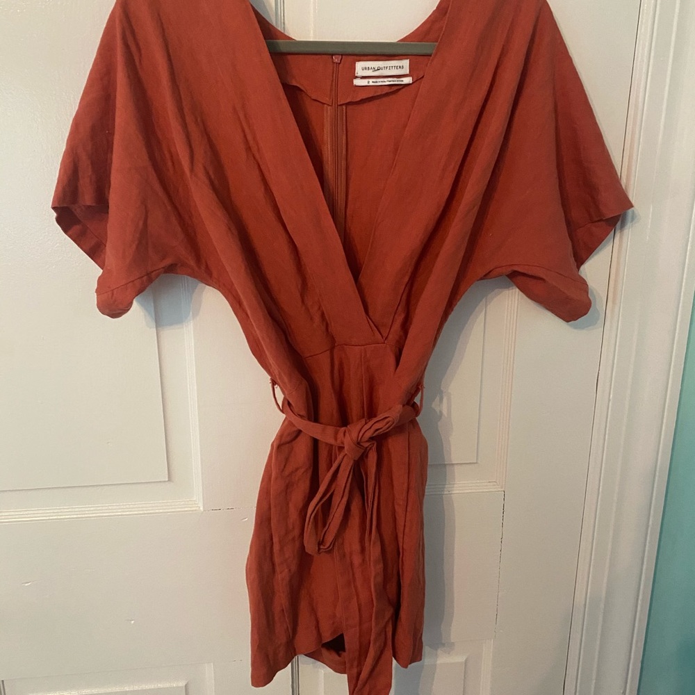 Urban Outfitters Burnt Orange Linen Romper